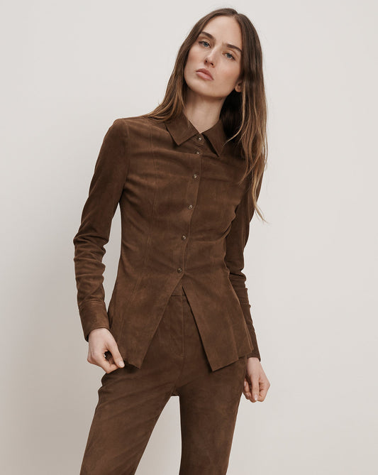 Suede Button-Down Shirt
